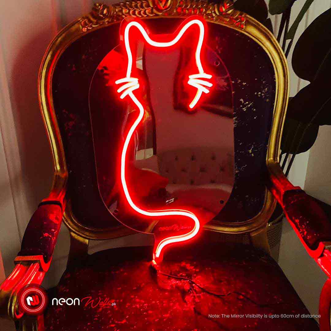 Cute Kitten Shape Neon Selfie Mirror (Larger)