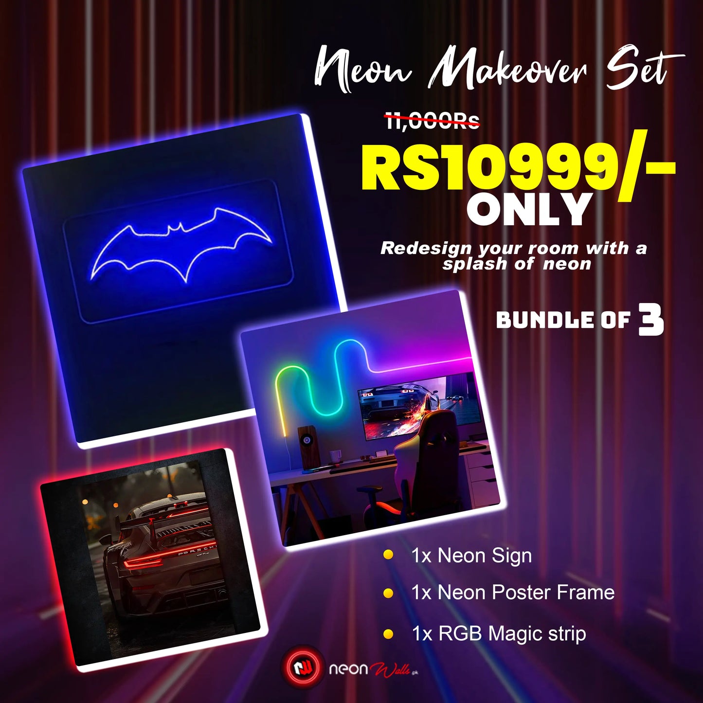 Bundle 2: Neon Makeover Set - Light, Art & Vibe — All in One