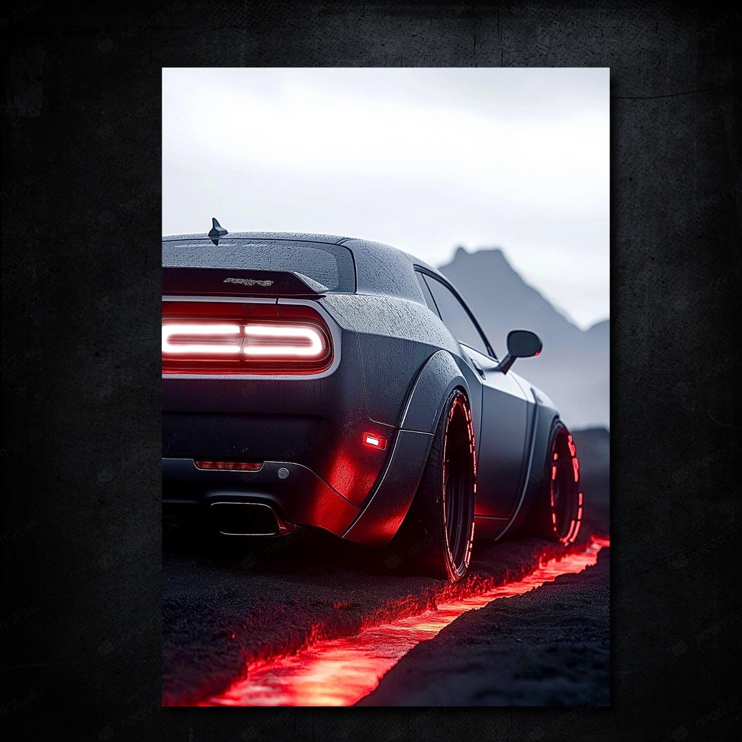 Challenger Srt Hellcat Redeye BACK | LED Neon Frame Poster (Large)