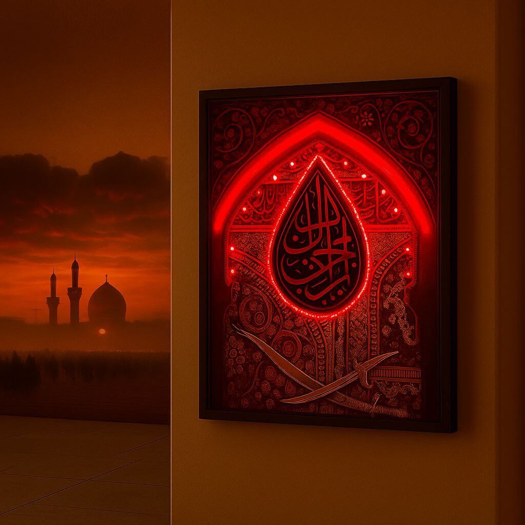 Holy Shrine Of Imam Hussain - Karbala - Muharram Neon Poster Frame