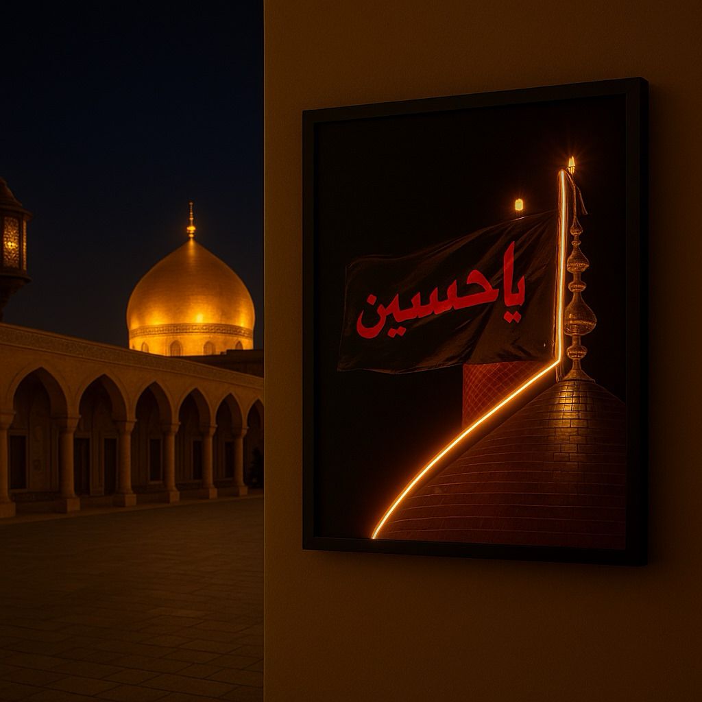 Ya Hussain - Muharram - Neon Poster Frame