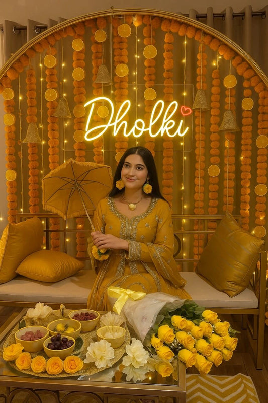 Dholki Neon Sign – Mehndi, Maiyo & Wedding LED Decor