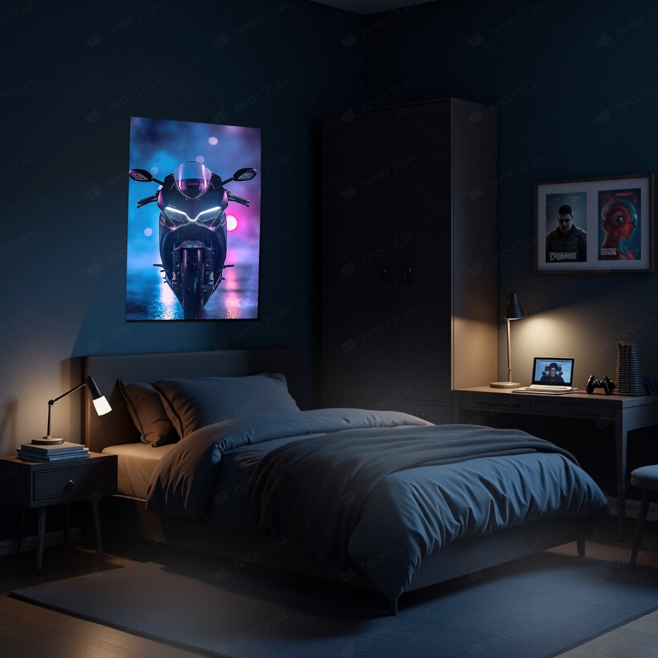 CR16 Heavy Bike | LED Neon Frame Poster (Large)