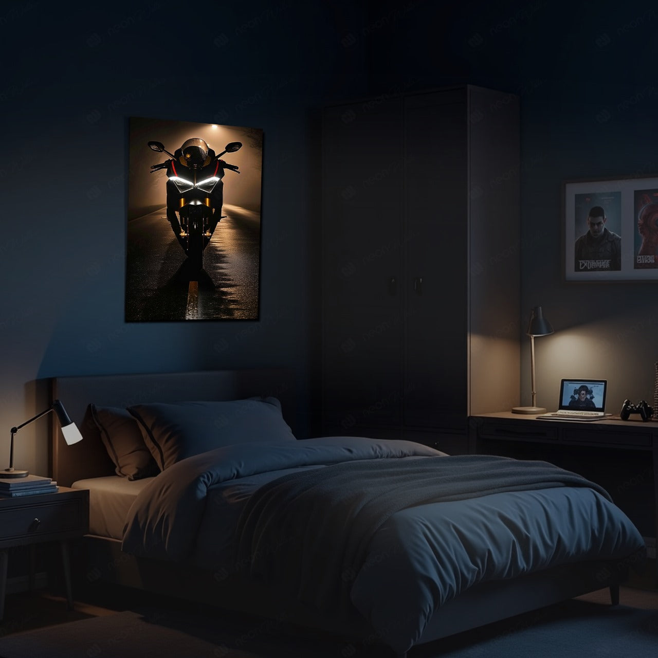 Ducati Heavy Bike | LED Neon Frame Poster (Large)