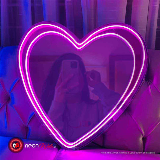 Dual Line Heart Selfie Neon Mirror (Big)