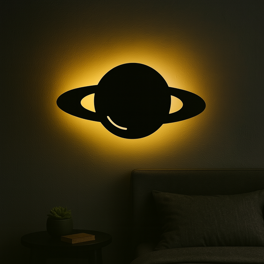 3D Planet Wall Lamp – Modern Ambient Bedroom Night Light | Plug & Play, No Wires