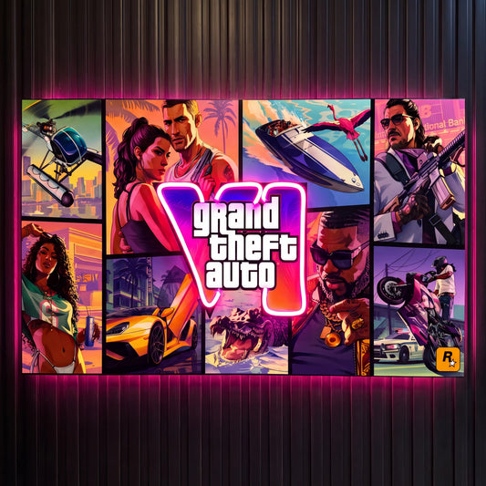 GTA 6 Official Neon Poster Frame  | LED Neon Frame Poster