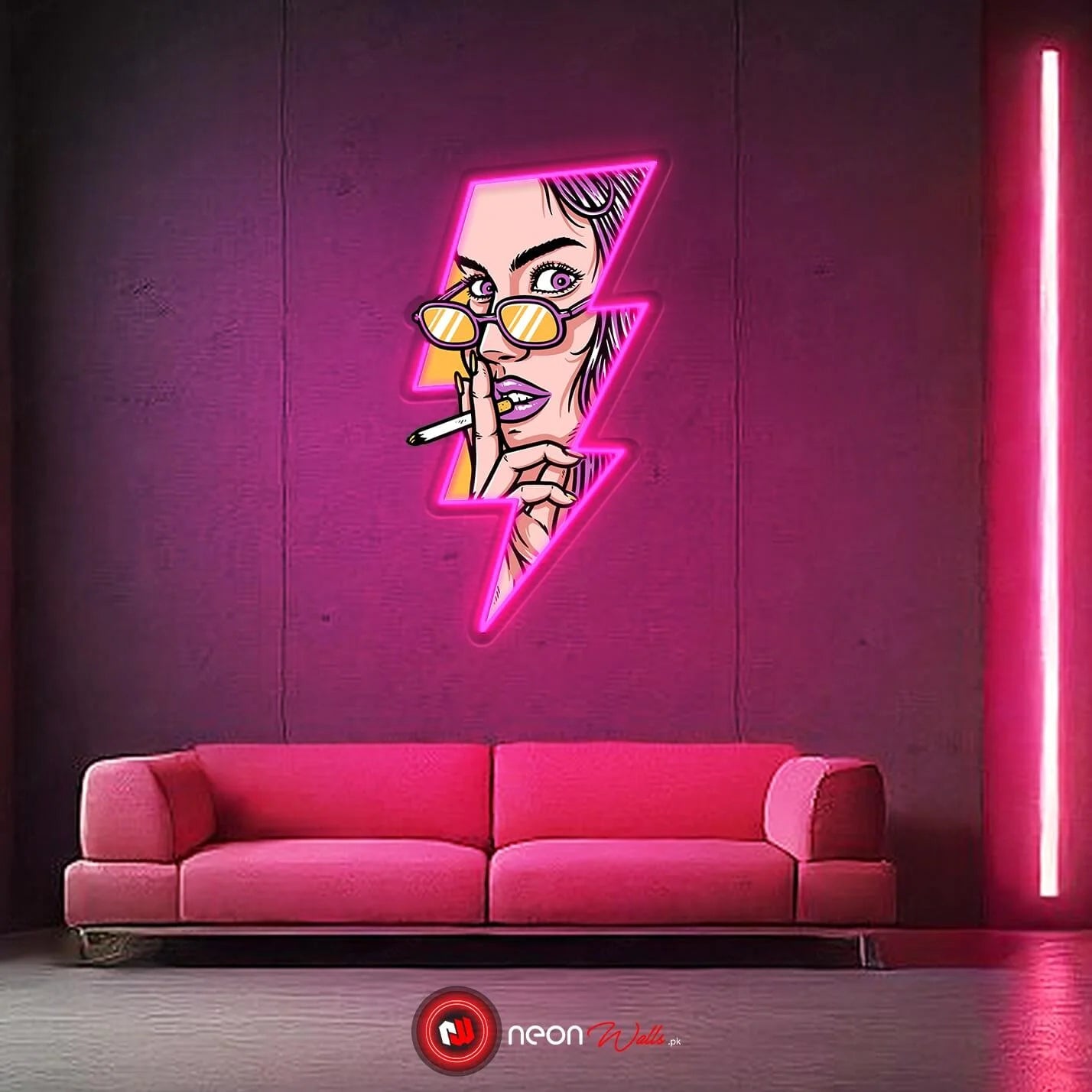 Women Face GTA Style In Lightning UV Neon Sign ⚡ – Bold, Electrifying ...