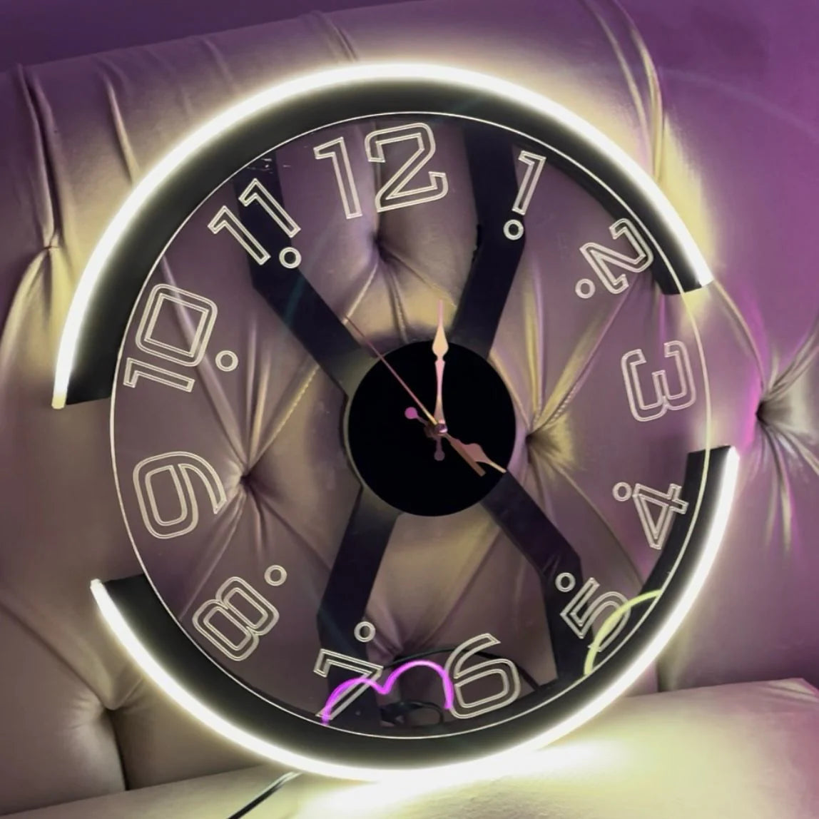 Neon Light Premium C Shape Decorative Wall Art Clock – Neon Walls