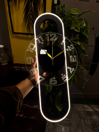 Aura Neon Clock - Modern LED Designer Wall Clock for Home Decor | Stylish & Unique Lighting Accent