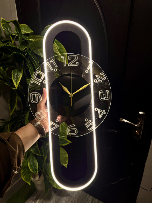 Aura Neon Clock - Modern LED Designer Wall Clock for Home Decor | Stylish & Unique Lighting Accent
