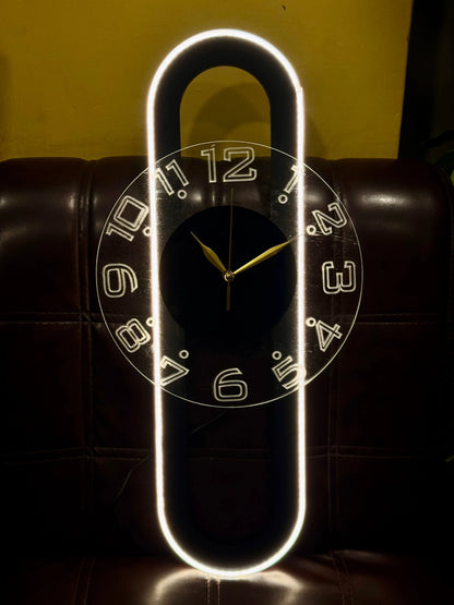 Aura Neon Clock - Modern LED Designer Wall Clock for Home Decor | Stylish & Unique Lighting Accent