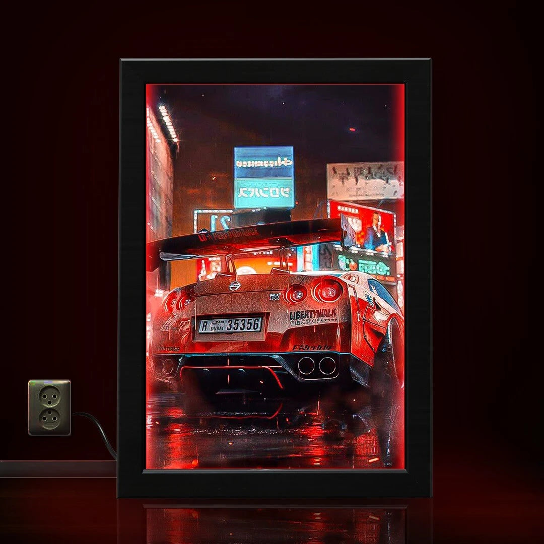 Nissan GTR Racing Neon Poster Frame