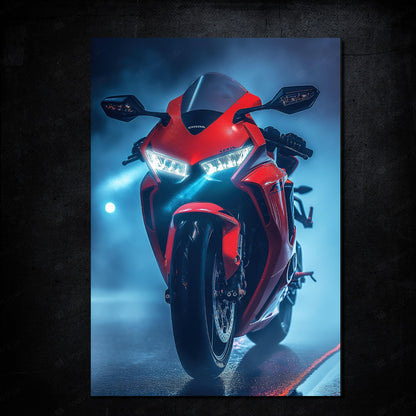 Red Honda Heavy Motorbike | LED Neon Frame Poster (Large)