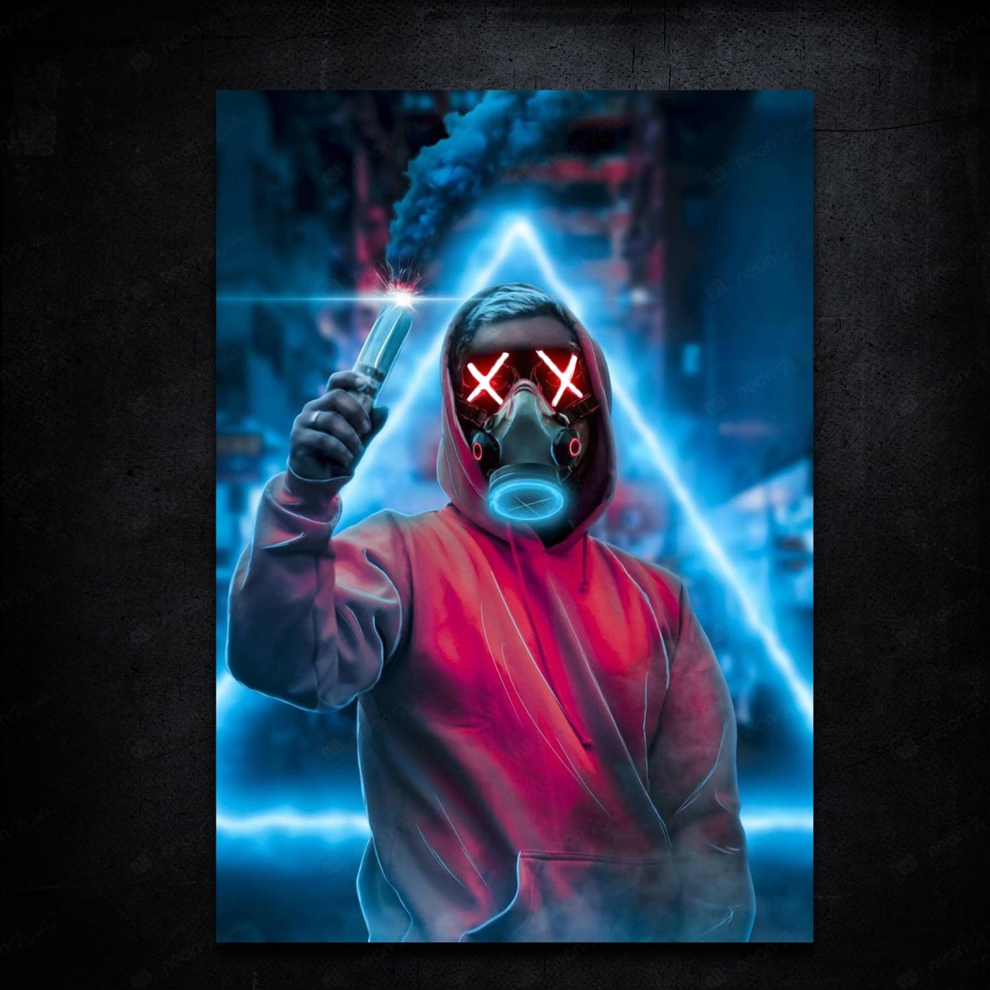 Mask Smoke Bomb | LED Neon Frame Poster (Large)