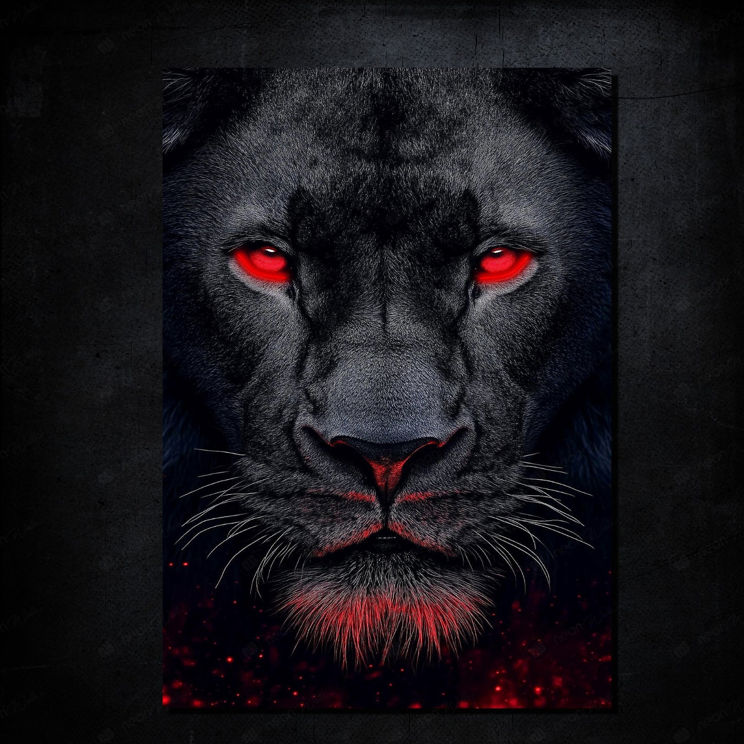 Black panther Face | LED Neon Frame Poster (Large)