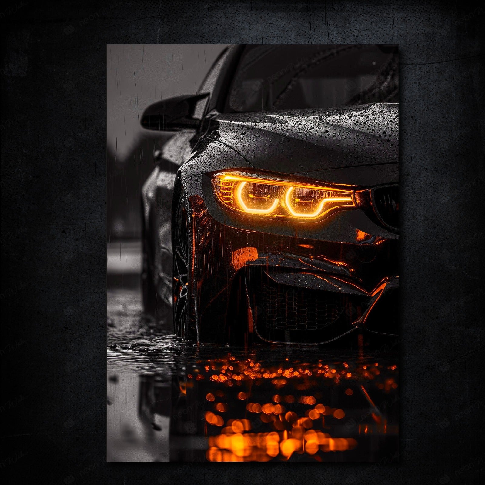M4 Led BMW M4 Front Side | LED Neon Frame Poster (Large) – Neon Walls