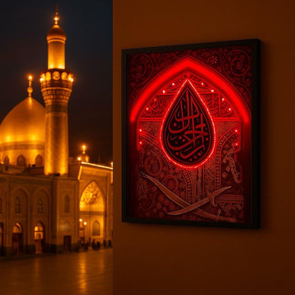 Holy Shrine Of Imam Hussain - Karbala - Muharram Neon Poster Frame