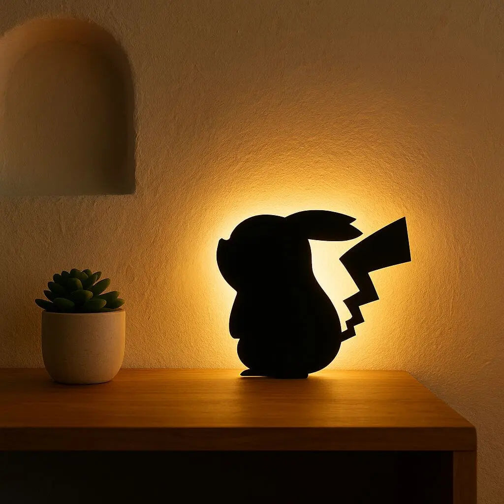 3D Pikachu Wall Lamp – Cozy Ambient Bedroom Night Light | Plug & Play, No Wires
