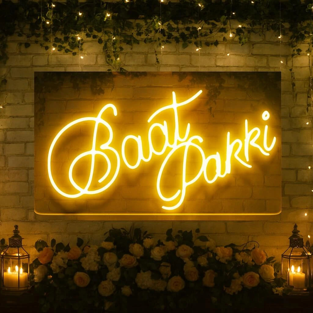 Luxury “Baat Pakki” Neon Sign – Wedding & Engagement LED Decor for Pakistani Shadi Events