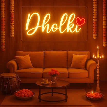 Dholki Neon Sign – Mehndi, Maiyo & Wedding LED Decor