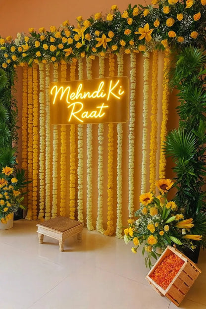 “Mehndi Ki Raat” Neon Sign – Mehndi & Shaadi LED Wedding Backdrop