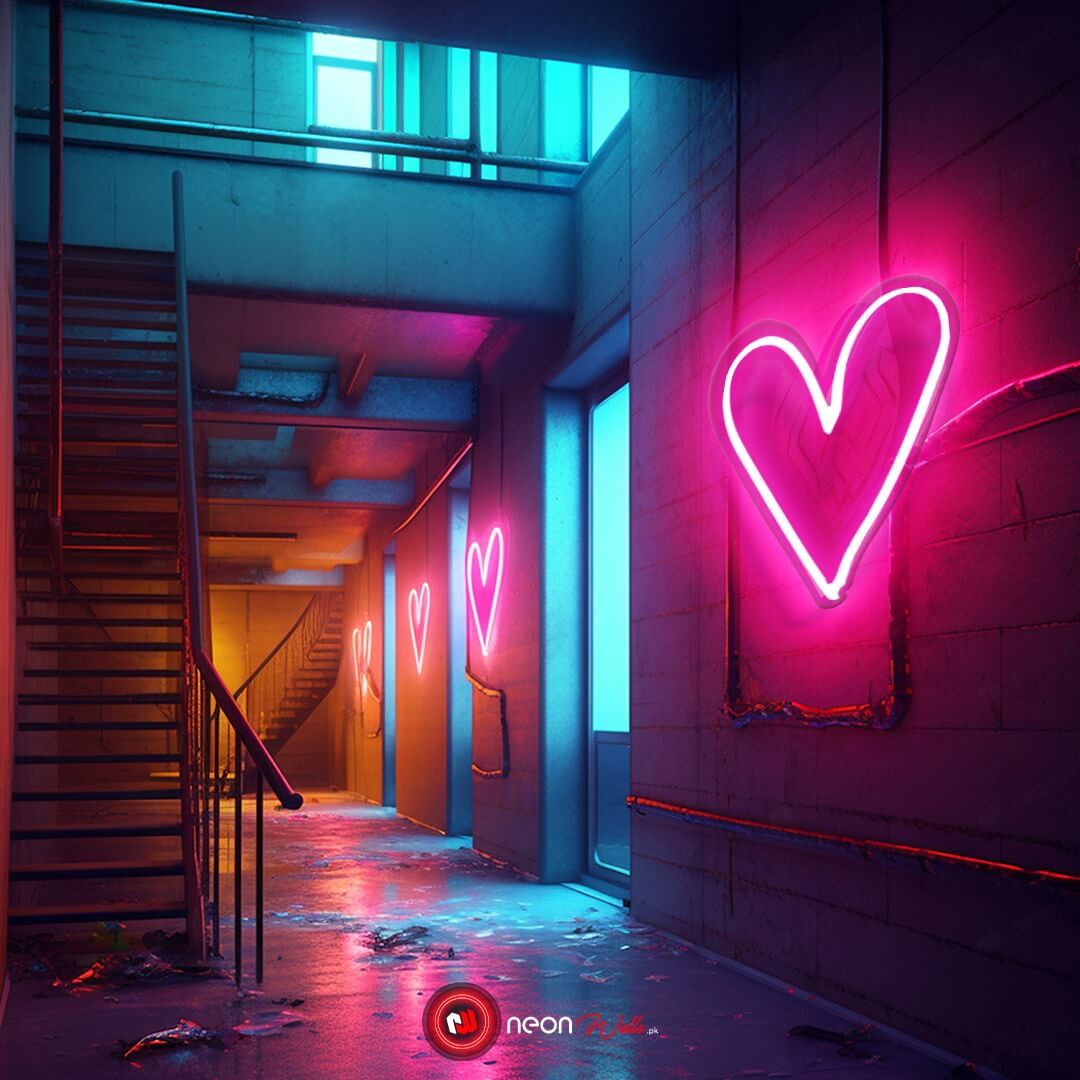 Glowing Heart Neon Sign ❤️❤️❤️