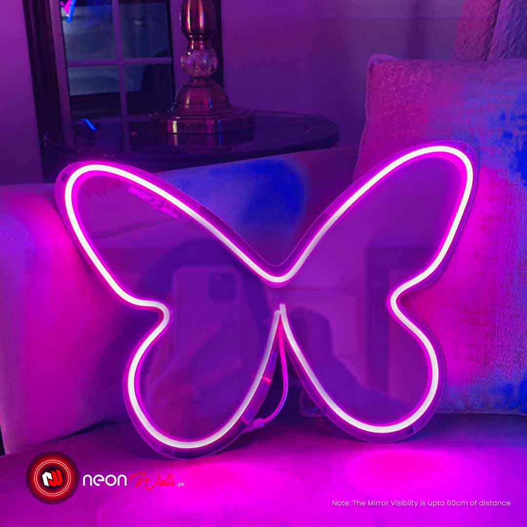 Neon Light Butterfly Selfie Mirror Reflect in Radiant Neon Brilliance ...