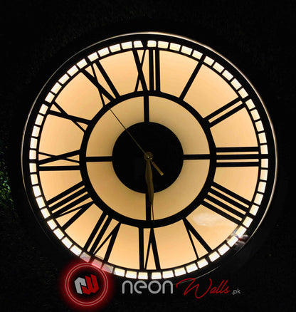 Premium Roman Vintage Neon Clock