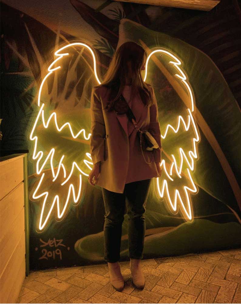 Angel wing store neon light